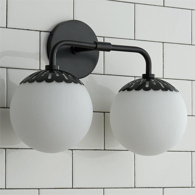 Art Deco Wandlamp met Bloemkap en Glazen Bol – Design Wandverlichting in Messing, Zwart of Nikkel voor Woonkamer en Badkamer