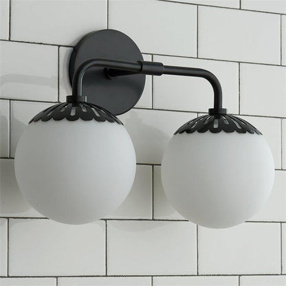 Art Deco Wandlamp met Bloemkap en Glazen Bol – Design Wandverlichting in Messing, Zwart of Nikkel voor Woonkamer en Badkamer