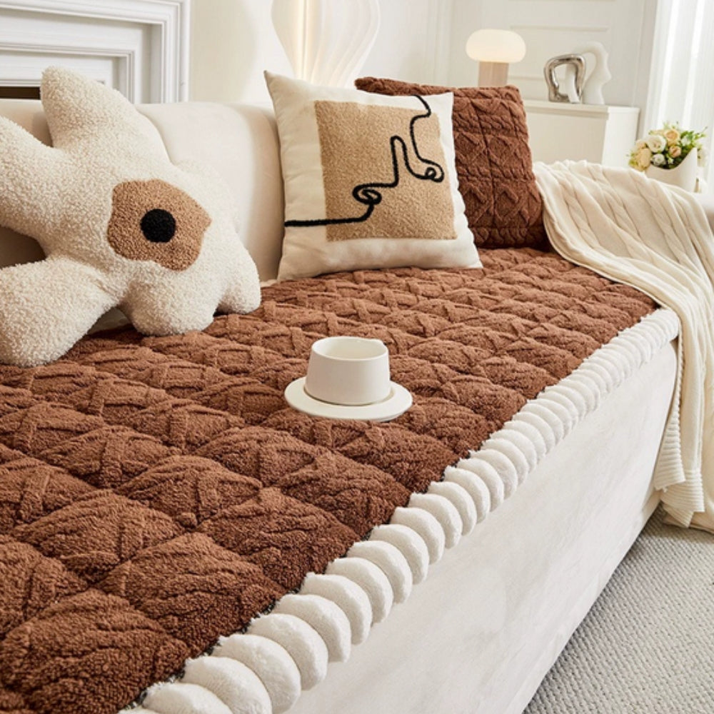 Sherpa Bankbeschermhoes – Gequilt Microfiber Bankovertrek met Anti-Slip voor 1-Zits 2-Zits 3-Zits 4-Zits Banken – Bescherming tegen Vlekken Stof Slijtage