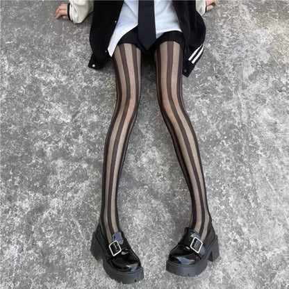 Dames Collant met Verticale Strepen Elegante Design
