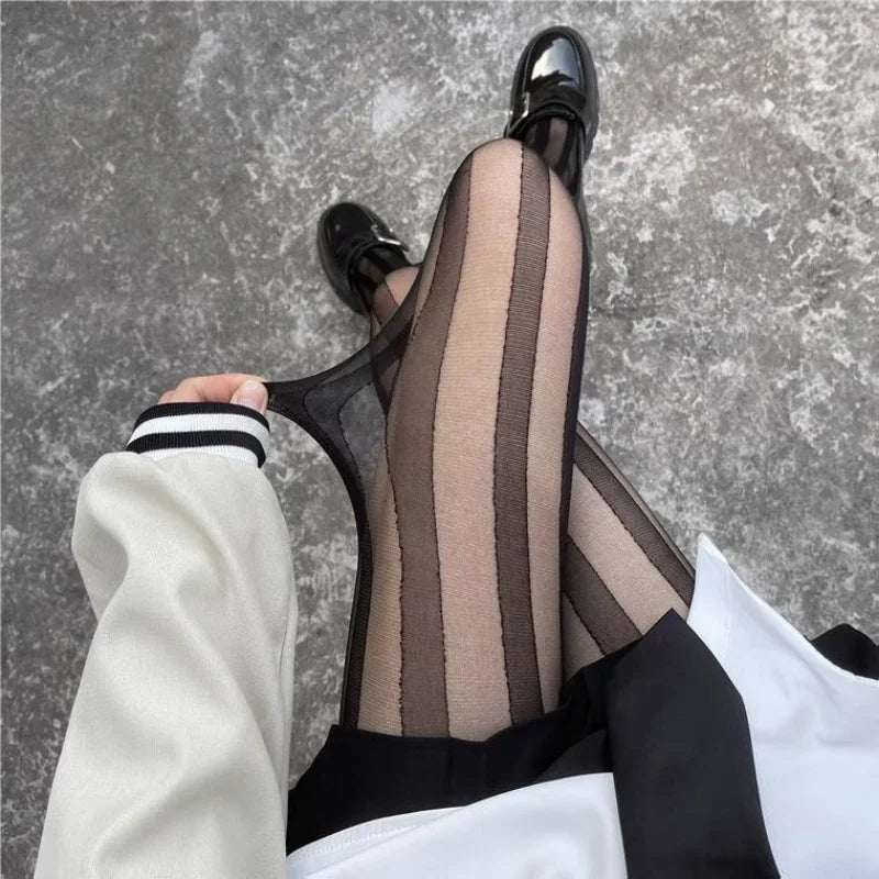 Dames Collant met Verticale Strepen Elegante Design