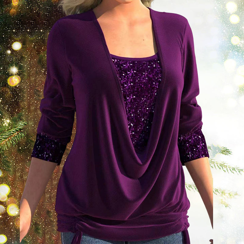Plus Size Blouse met Pailletten Glitter Effect