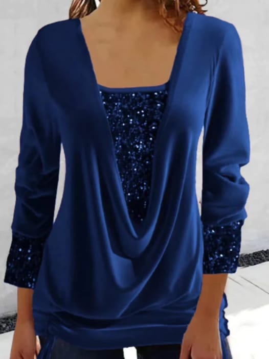 Plus Size Blouse met Pailletten Glitter Effect