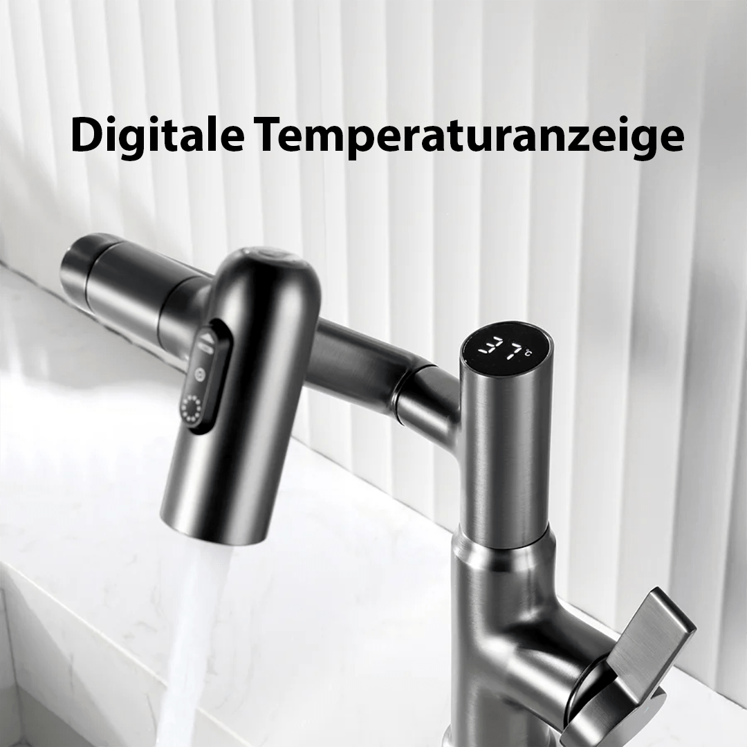 Flexibele Keukenkraan 360° Draaibaar met Temperatuurweergave Verstelbaar Chroom RVS Modern Design