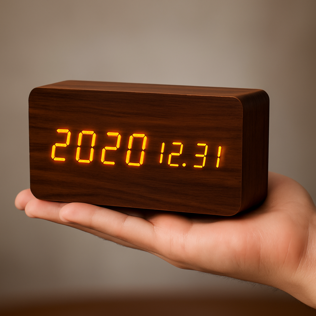 Digitale LED Klok Hout Driehoek Modern Design Wekker USB Dimbaar Display Tafelklok Slaapkamer Kantoor
