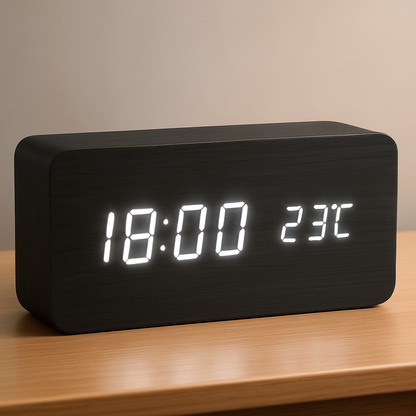 Digitale LED Klok Hout Driehoek Modern Design Wekker USB Dimbaar Display Tafelklok Slaapkamer Kantoor
