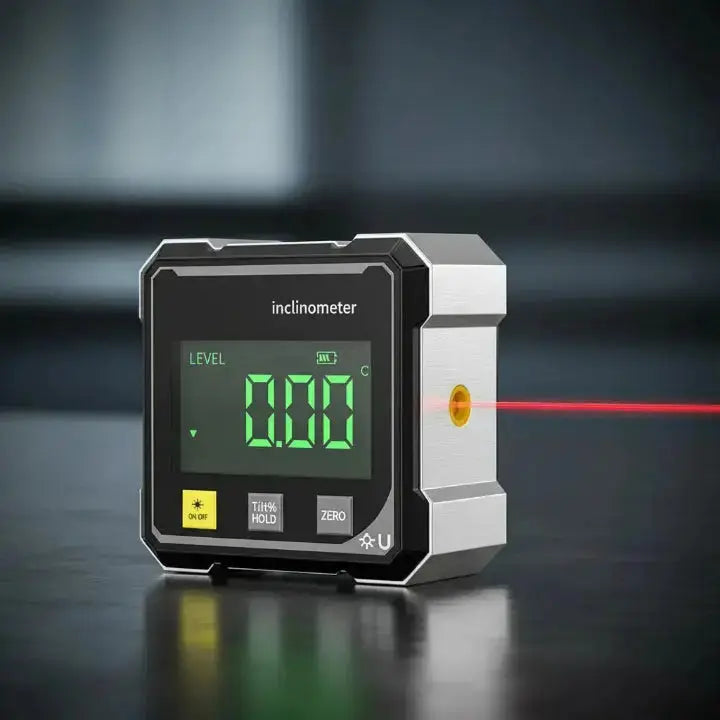 Digitale Hoekmeter Laser Magneetvoet USB Oplaadbaar Aluminium 6x6x3cm Waterpas Nivelleren Loodrecht Meten Schilderijen Schappen Hoek Meting