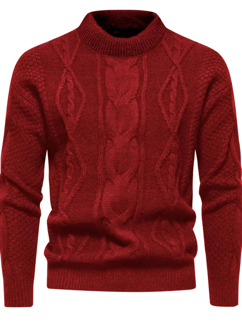 Dik gebreide trui met jacquard patroon