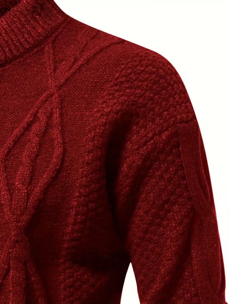 Dik gebreide trui met jacquard patroon