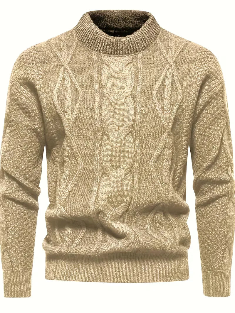 Dik gebreide trui met jacquard patroon
