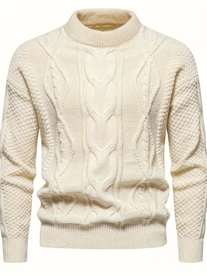 Dik gebreide trui met jacquard patroon