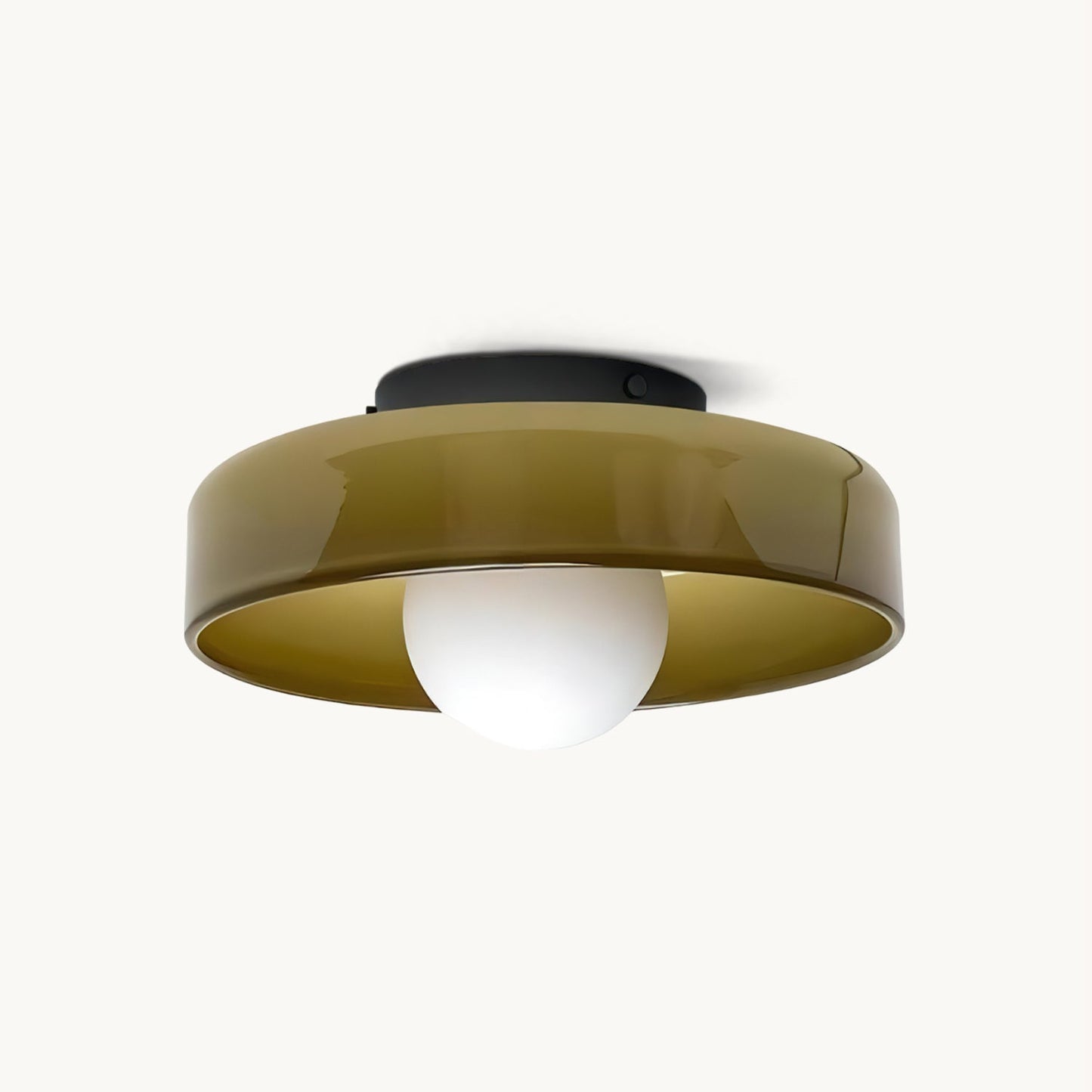 Disc Orb Plafondlamp – Moderne Glazen Lampenkap Rond Scandinavisch Design Messing Basis 3 Lichtpunten Warm Licht Woonkamer Slaapkamer Eetkamer