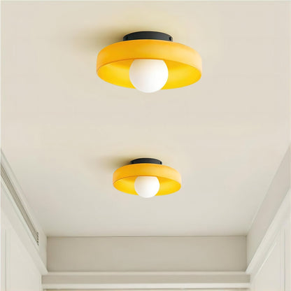 Disc Orb Plafondlamp – Moderne Glazen Lampenkap Rond Scandinavisch Design Messing Basis 3 Lichtpunten Warm Licht Woonkamer Slaapkamer Eetkamer