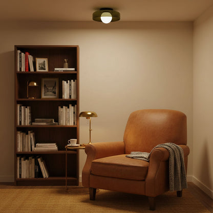 Disc Orb Plafondlamp – Moderne Glazen Lampenkap Rond Scandinavisch Design Messing Basis 3 Lichtpunten Warm Licht Woonkamer Slaapkamer Eetkamer