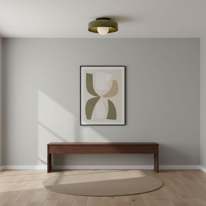 Disc Orb Plafondlamp – Moderne Glazen Lampenkap Rond Scandinavisch Design Messing Basis 3 Lichtpunten Warm Licht Woonkamer Slaapkamer Eetkamer