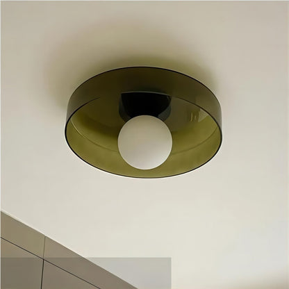 Disc Orb Plafondlamp – Moderne Glazen Lampenkap Rond Scandinavisch Design Messing Basis 3 Lichtpunten Warm Licht Woonkamer Slaapkamer Eetkamer