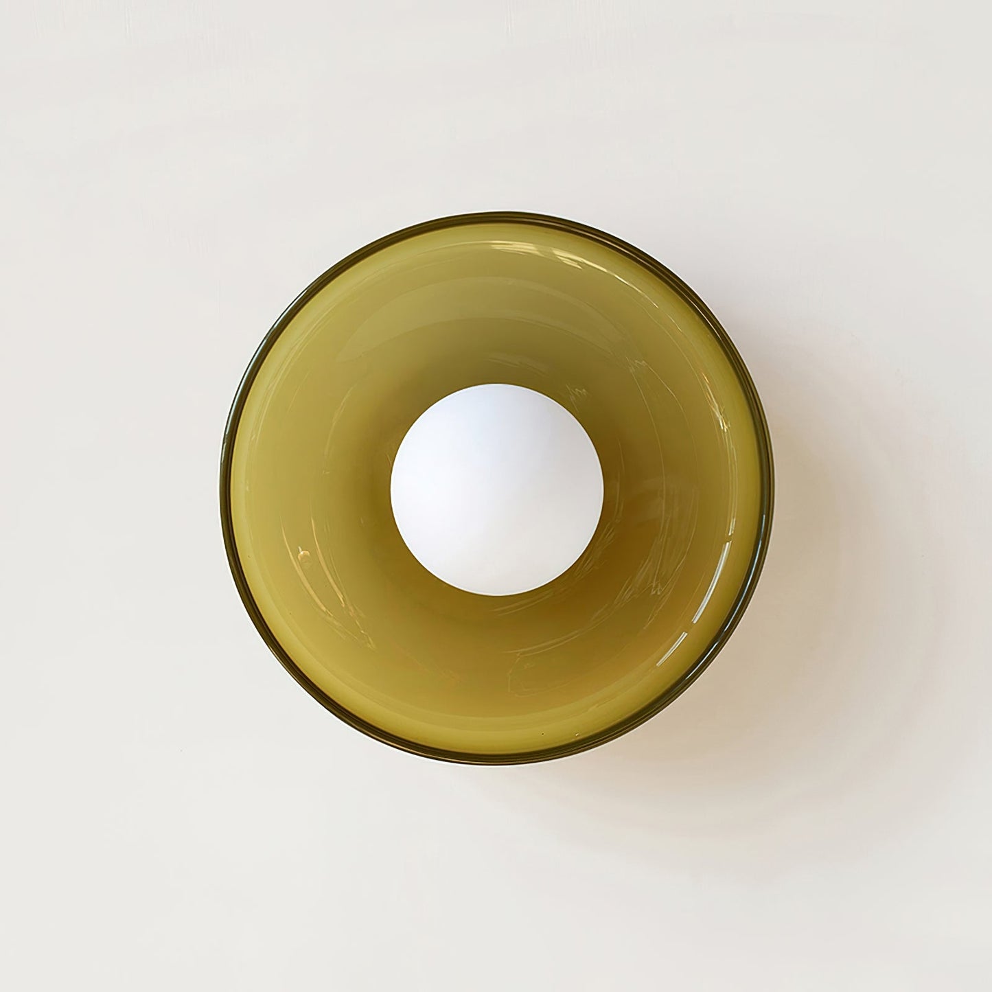 Disc Orb Plafondlamp – Moderne Glazen Lampenkap Rond Scandinavisch Design Messing Basis 3 Lichtpunten Warm Licht Woonkamer Slaapkamer Eetkamer