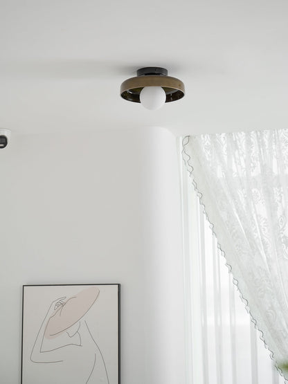 Disc Orb Plafondlamp – Moderne Glazen Lampenkap Rond Scandinavisch Design Messing Basis 3 Lichtpunten Warm Licht Woonkamer Slaapkamer Eetkamer
