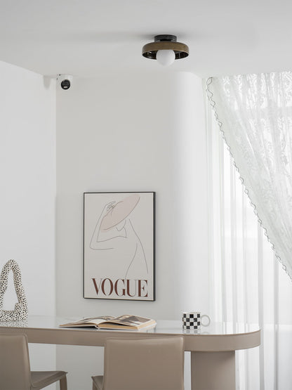 Disc Orb Plafondlamp – Moderne Glazen Lampenkap Rond Scandinavisch Design Messing Basis 3 Lichtpunten Warm Licht Woonkamer Slaapkamer Eetkamer