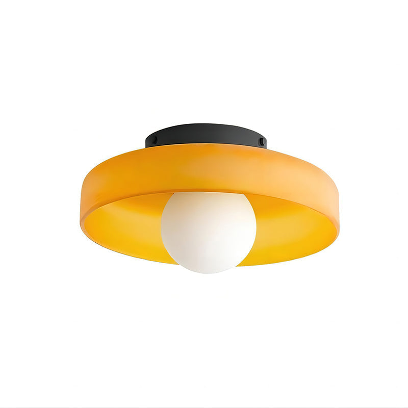 Disc Orb Plafondlamp – Moderne Glazen Lampenkap Rond Scandinavisch Design Messing Basis 3 Lichtpunten Warm Licht Woonkamer Slaapkamer Eetkamer