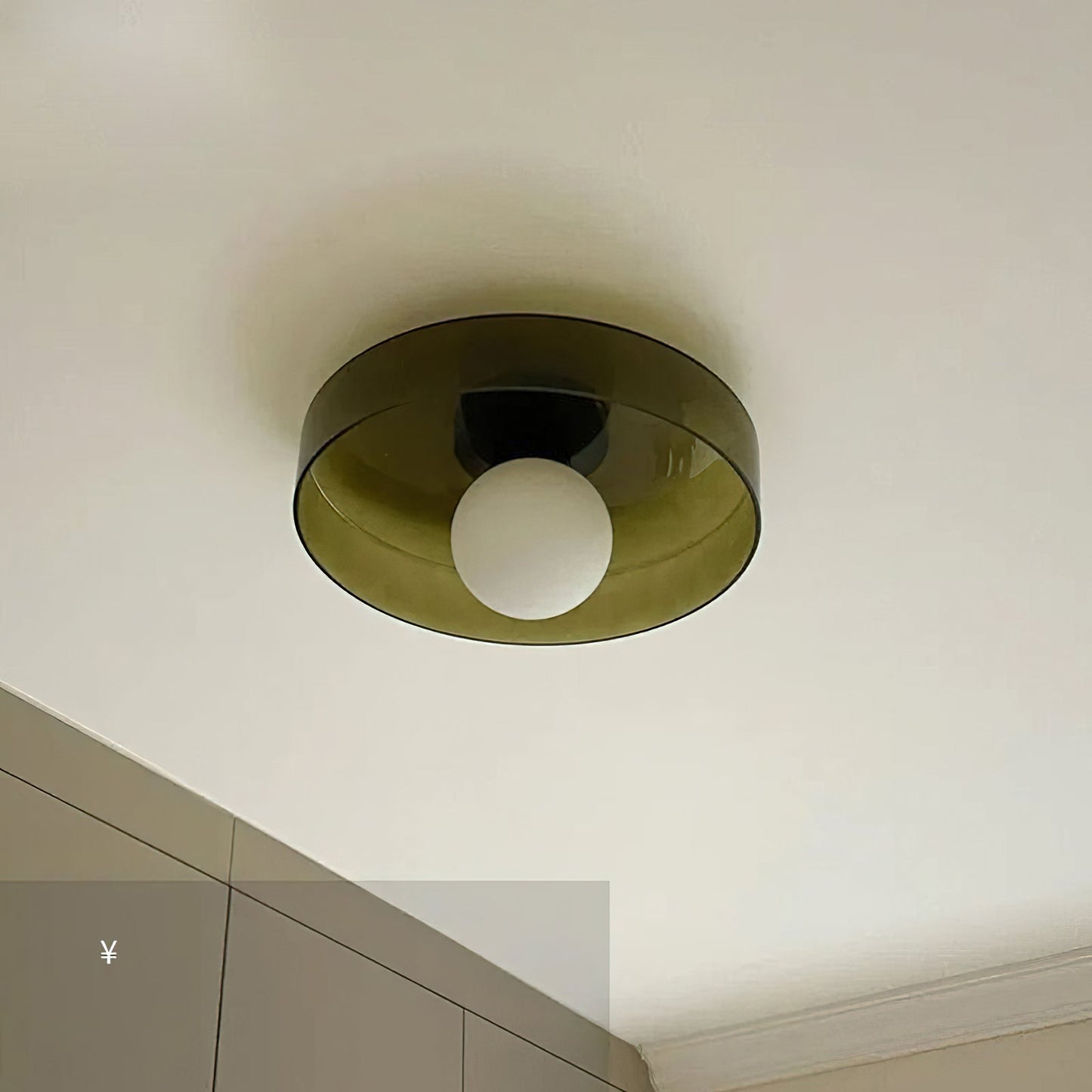 Disc Orb Plafondlamp – Moderne Glazen Lampenkap Rond Scandinavisch Design Messing Basis 3 Lichtpunten Warm Licht Woonkamer Slaapkamer Eetkamer