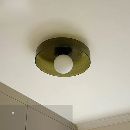 Disc Orb Plafondlamp – Moderne Glazen Lampenkap Rond Scandinavisch Design Messing Basis 3 Lichtpunten Warm Licht Woonkamer Slaapkamer Eetkamer