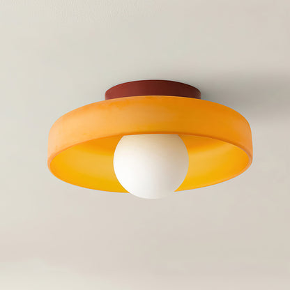 Disc Orb Plafondlamp – Moderne Glazen Lampenkap Rond Scandinavisch Design Messing Basis 3 Lichtpunten Warm Licht Woonkamer Slaapkamer Eetkamer