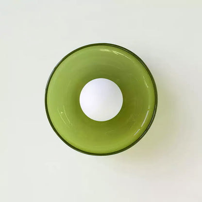 Disc Orb Plafondlamp – Moderne Glazen Lampenkap Rond Scandinavisch Design Messing Basis 3 Lichtpunten Warm Licht Woonkamer Slaapkamer Eetkamer