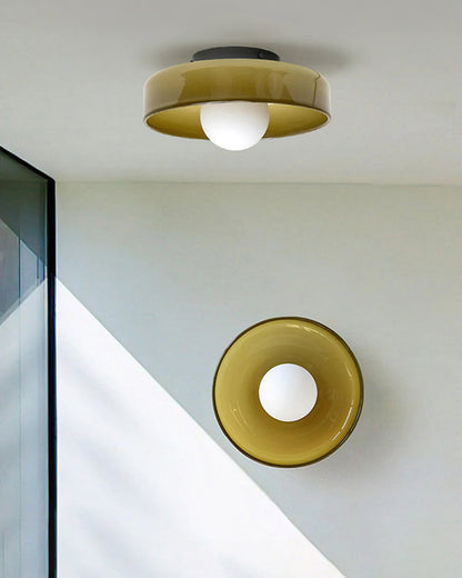 Disc Orb Plafondlamp – Moderne Glazen Lampenkap Rond Scandinavisch Design Messing Basis 3 Lichtpunten Warm Licht Woonkamer Slaapkamer Eetkamer