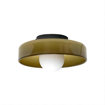 Disc Orb Plafondlamp – Moderne Glazen Lampenkap Rond Scandinavisch Design Messing Basis 3 Lichtpunten Warm Licht Woonkamer Slaapkamer Eetkamer