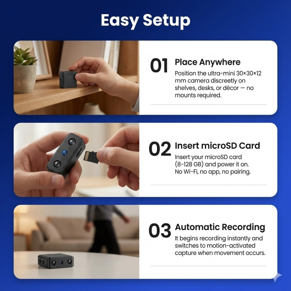 Compacte HD Beveiligingscamera met Audio en Bewegingsdetectie Nachtzicht Wi-Fi