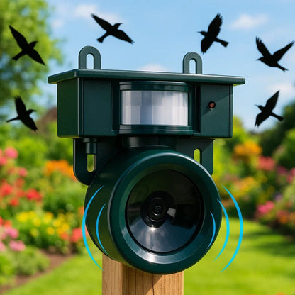 Bewegingssensor Vogelverschrikker voor Kraaien en Duiven | Ultrasoon Geluidsverdrijver voor Tuin en Dak