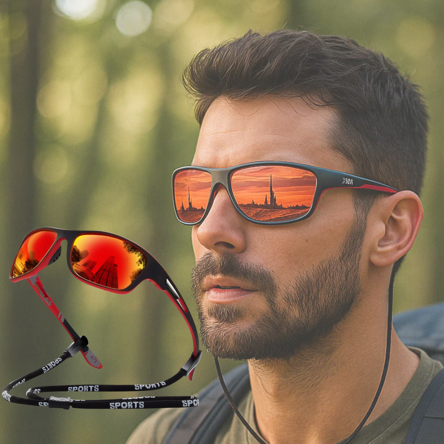 Sportieve Gepolariseerde Zonnebril – UV400 Bescherming – Wrap-Around Design voor Fietsen, Hardlopen & Outdoor Activiteiten | Lichtgewicht Anti-Reflectie Brillen