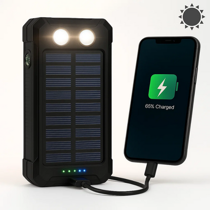 Solar Powerbank 500000mAh Waterdicht Externe Accu met Dual USB en LED Zaklamp voor Camping en Noodgevallen