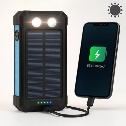 Solar Powerbank 500000mAh Waterdicht Externe Accu met Dual USB en LED Zaklamp voor Camping en Noodgevallen