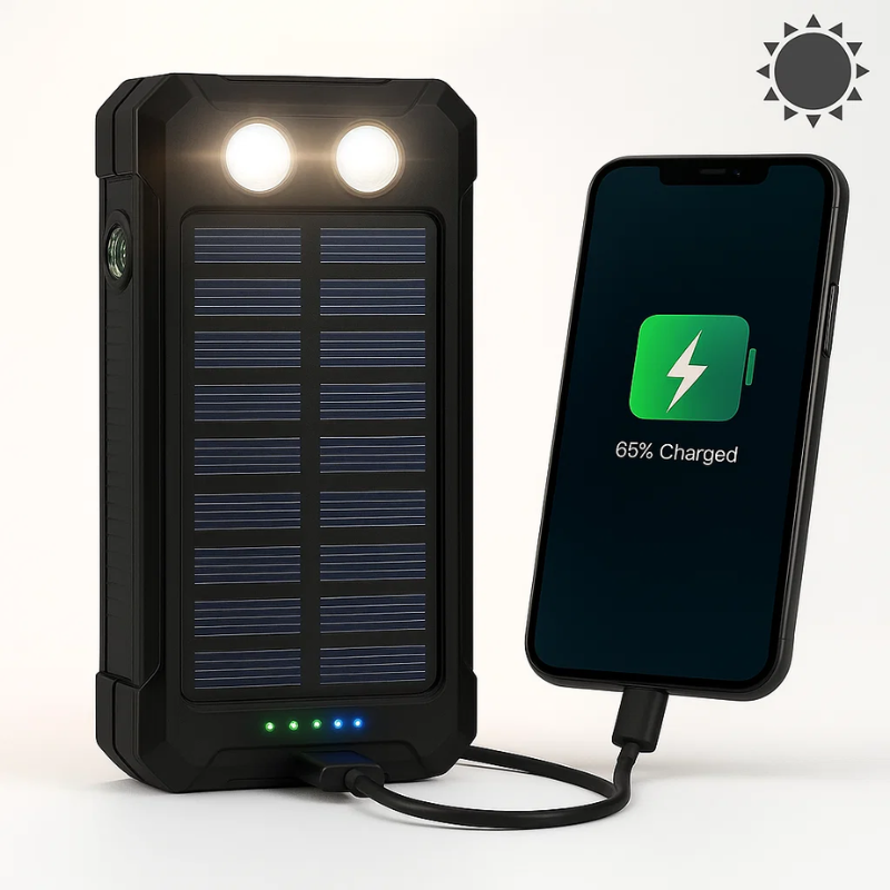 Powerbank Zonnepaneel Noodstroom 500000mAh Waterdicht Dual USB LED Zaklamp voor Stroomuitval Thuis