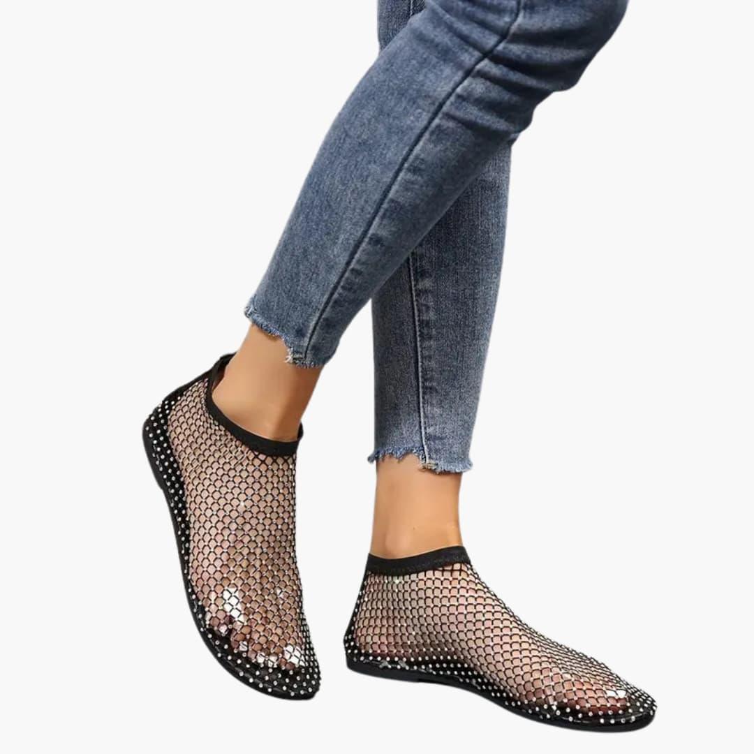 Dames Sneakers Mesh Strass Steentjes Loopschoenen - StudioMarella