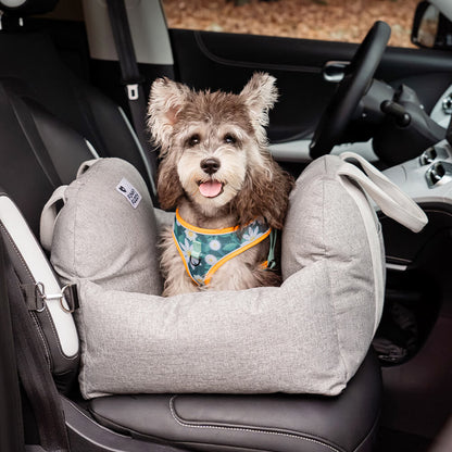 Autostoel Hondenmand First Class - Comfortabel Reiskussen voor Hond of Kat - Verstelbaar Wasbaar Autoreizen