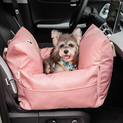 Autostoel Hondenmand First Class - Comfortabel Reiskussen voor Hond of Kat - Verstelbaar Wasbaar Autoreizen