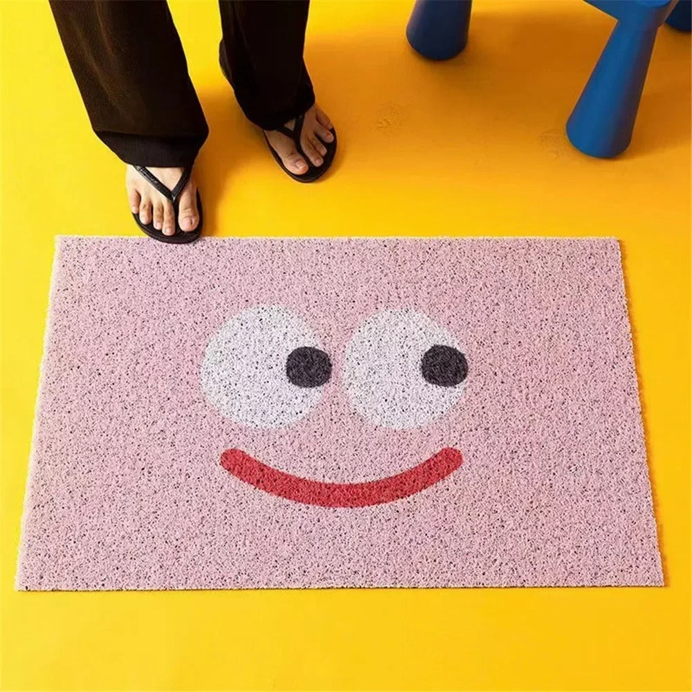 Welkommat Emoji Design Polyester met Antislip Rubberen Achterkant - Duurzame Deurmat voor Entree Hal en Gang