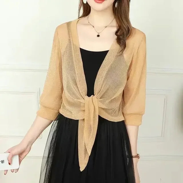 Lichtgewicht Glitter Cardigan Zomerjurk voor Vrouw