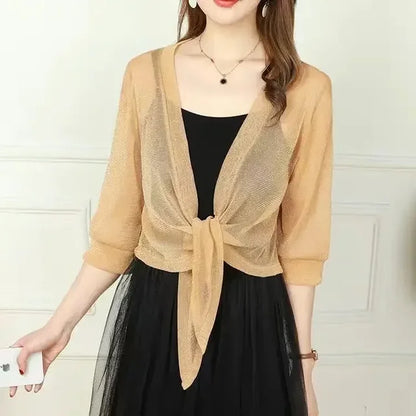 Lichtgewicht Glitter Cardigan Zomerjurk voor Vrouw