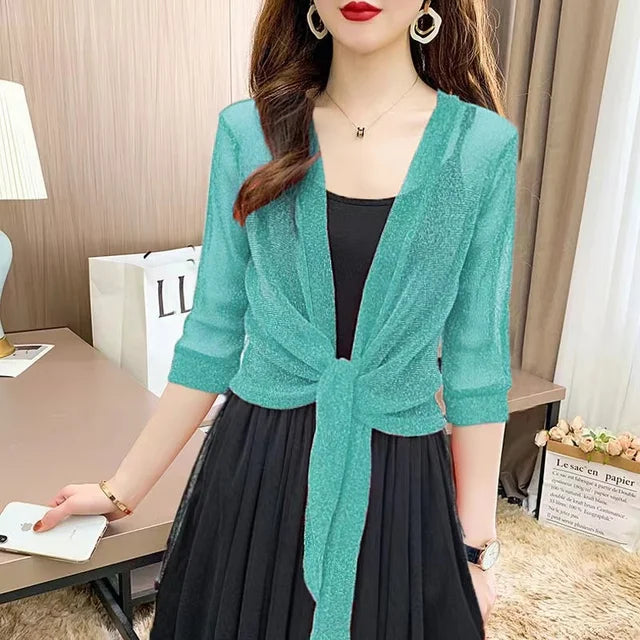 Lichtgewicht Glitter Cardigan Zomerjurk voor Vrouw