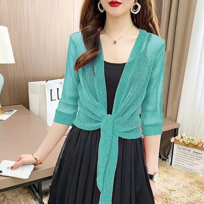 Lichtgewicht Glitter Cardigan Zomerjurk voor Vrouw