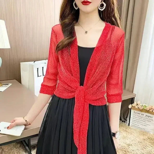 Lichtgewicht Glitter Cardigan Zomerjurk voor Vrouw