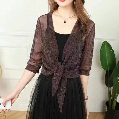 Lichtgewicht Glitter Cardigan Zomerjurk voor Vrouw
