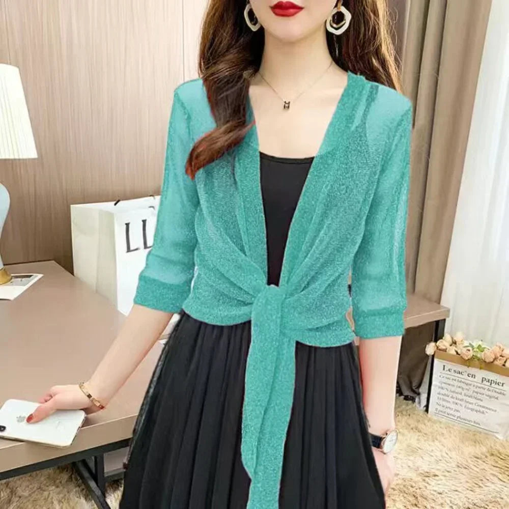 Lichtgewicht Glitter Cardigan Zomerjurk voor Vrouw