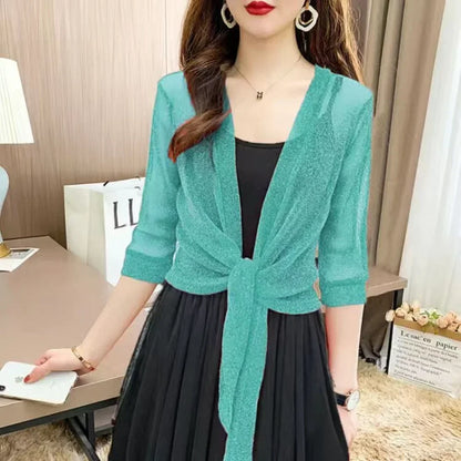 Lichtgewicht Glitter Cardigan Zomerjurk voor Vrouw