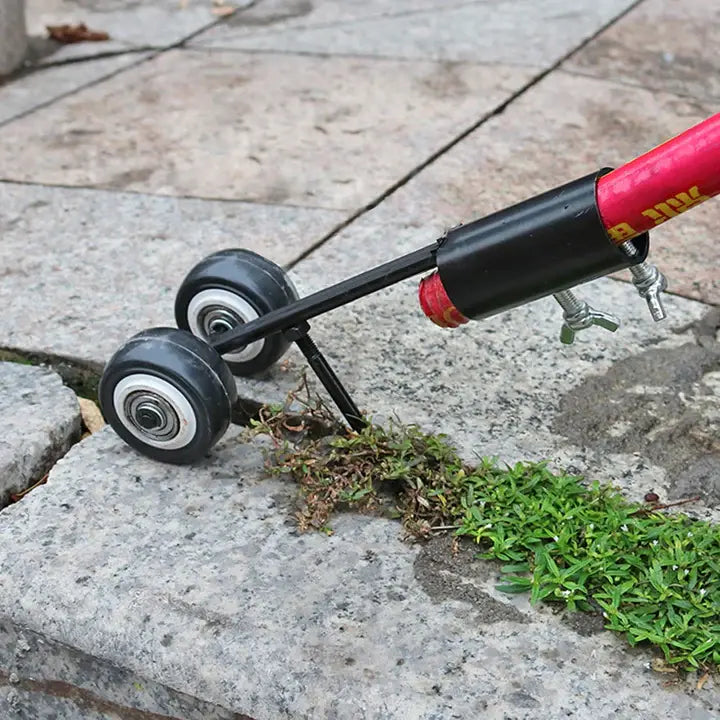 Dubbelwiel Voegenkrabber Metalen Kop Onkruidverwijderaar voor Terras Oprit Paden
