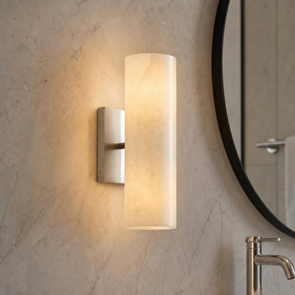 Wandlamp Badkamer Boven Spiegel 33 cm Albast of Geribbeld Glas Messing Brons Nikkel